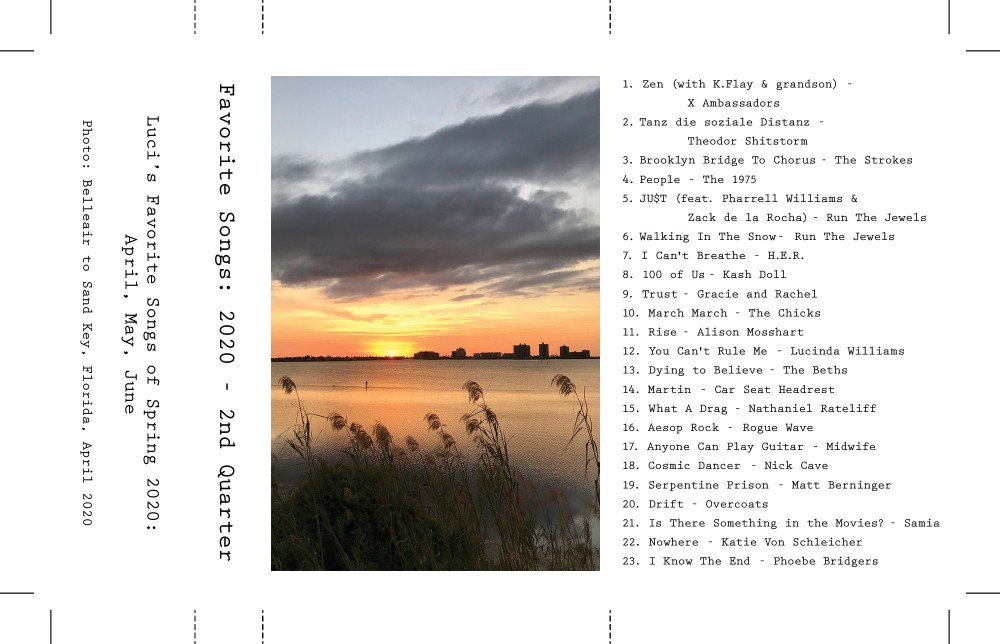 music playlist favorite songs 2020 second quarter, April, May, June, sunset