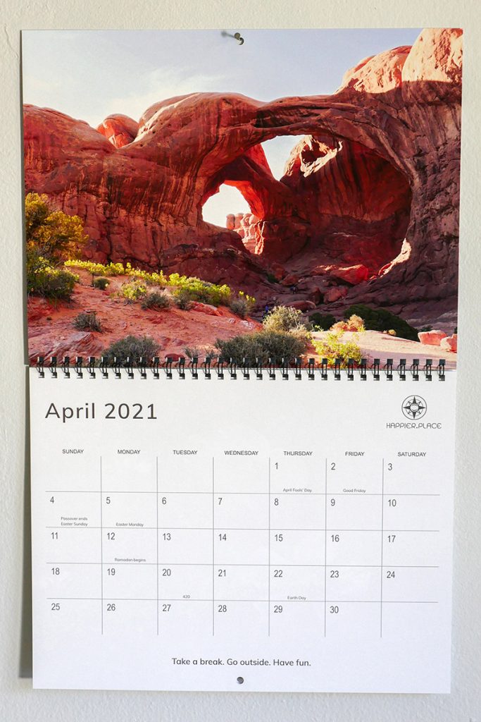 April Calendar Page, Double Arch in Utah - taken and featured in April