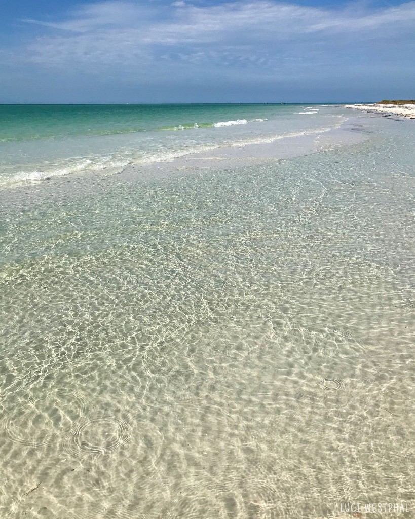 Shallow gin clear water, skinny water, ripples in water and sand