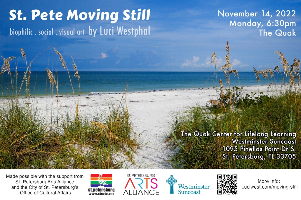 St Pete Moving Still at the quak westminster suncoast November 14, 2022, Luci Westphal art