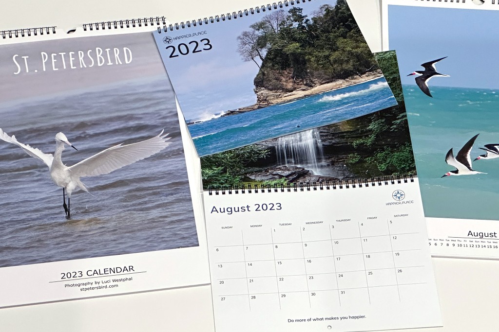2023 calendars, St PetersBird, Happier Place, Luci Westphal, August, birds, nature, landscapes, travel