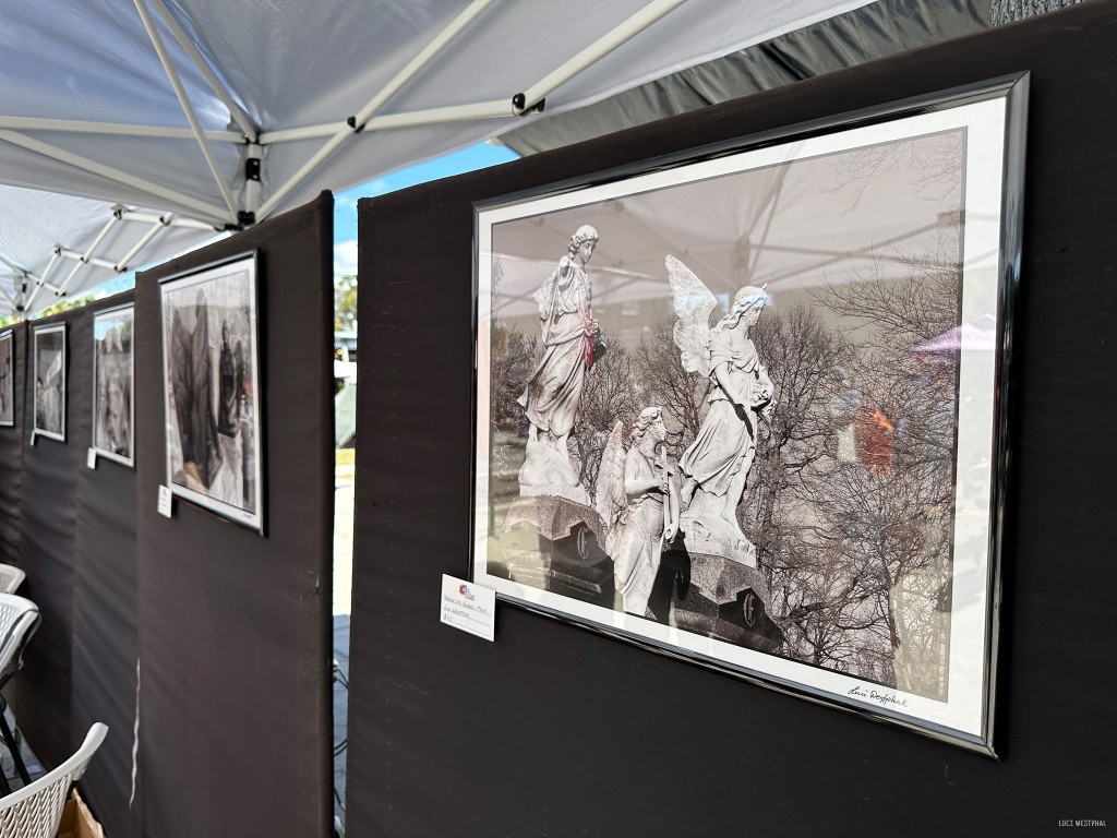 black and white photos, angel statues, Brooklyn cemetery