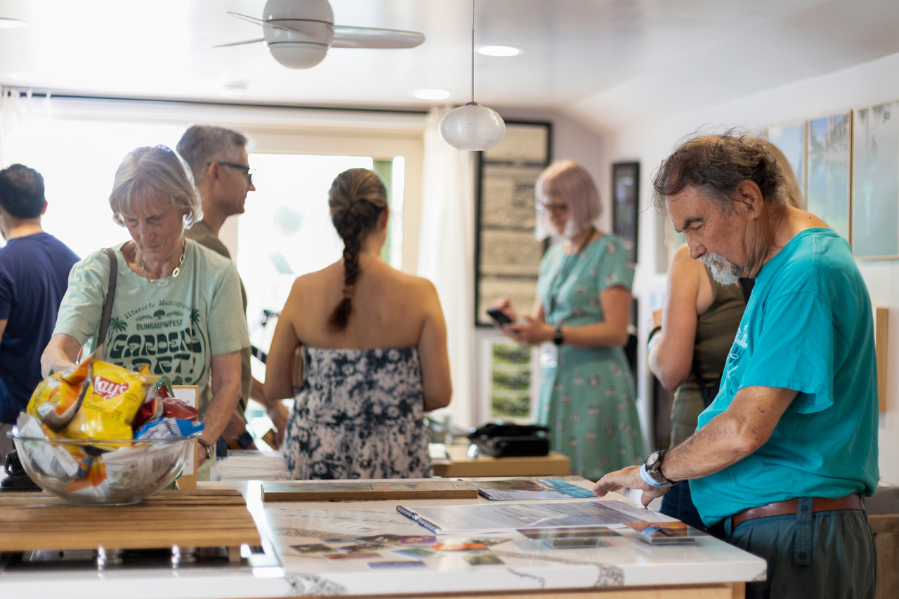 Petra and Jim, and other visitors at Historic Kenwood Artist Studio Tour 2023