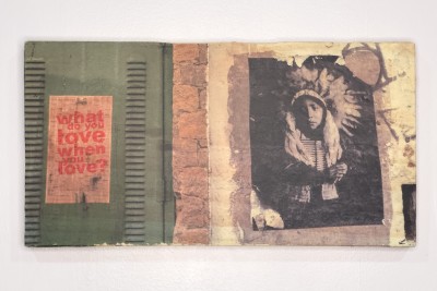 what do you love when you love, native american, headdress, black and white, photo wood transfer, Brazil