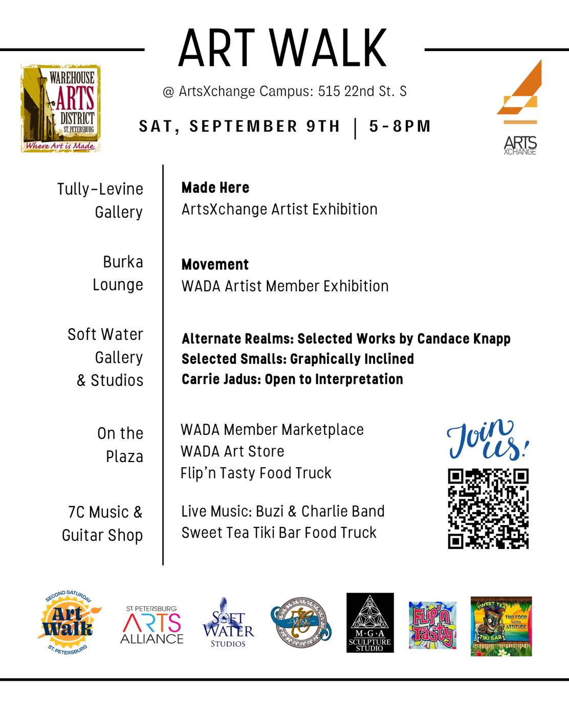 WADA Warehouse Arts District Movement exhibit ArtWalk September 2023 events listing