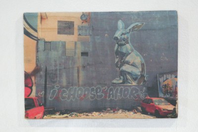 I choose amor, street art, graffiti, rabbit, red car, San Juan, Puerto Rico