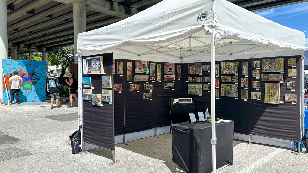 Luci Westphal booth at St. Pete Art Battle and Market, wood transfer, street art, urban art, urbex, photography