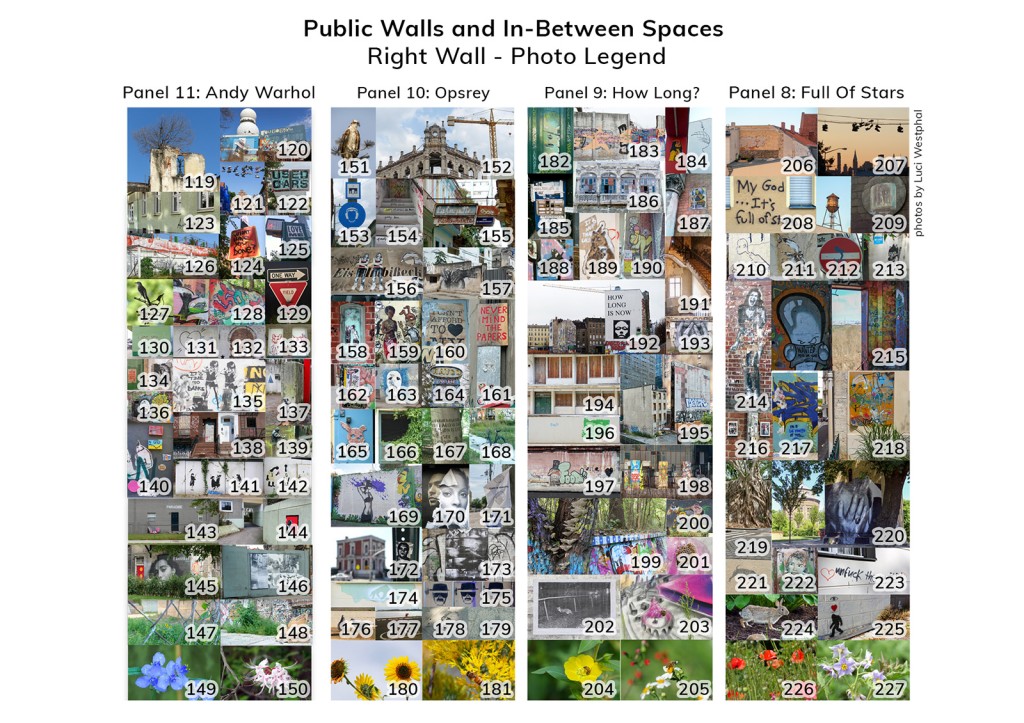 Public Wall and In-Between Spaces, installation by Luci Westphal, photo reference map, right wall