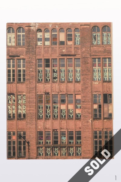 SOLD try graffiti, abandoned building, Gowanus, Brooklyn, photo wood transfer