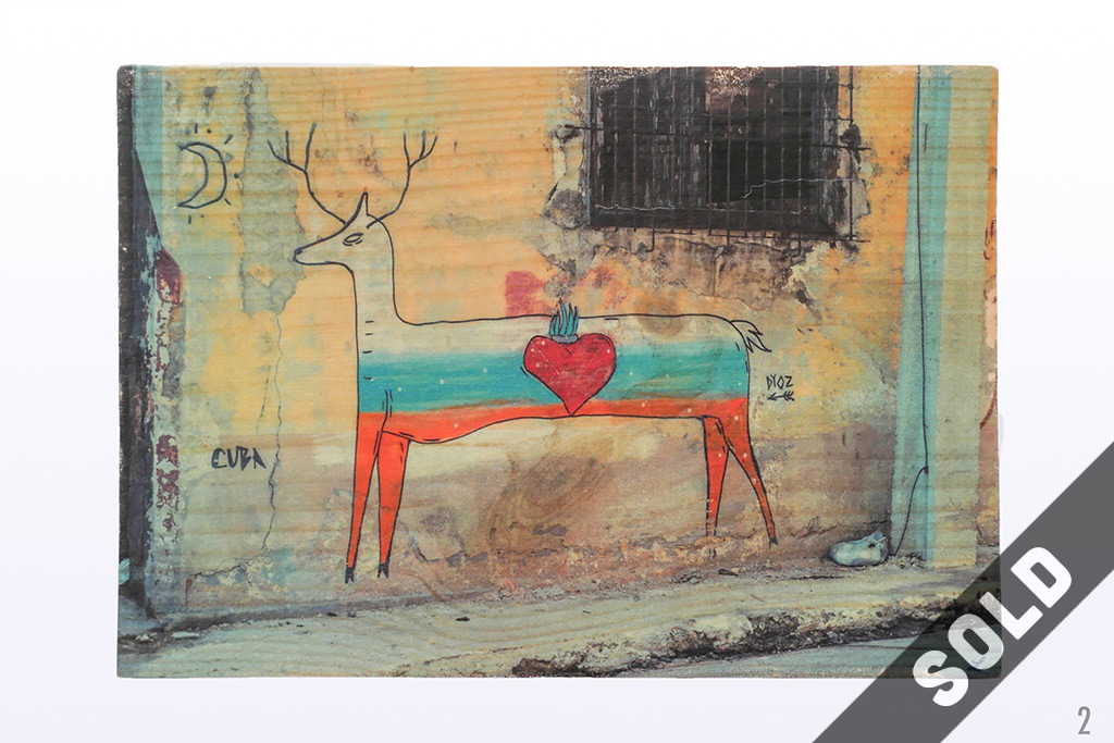 SOLD cuba, deer, street art, heart, Havana