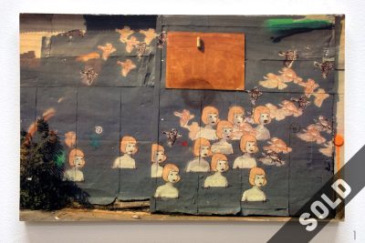 Brooklyn birds girls street art wood transfer