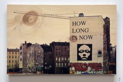 How long is now, face, street art, crane, Berlin, Germany, Tacheles, wood transfer