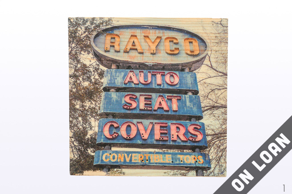 Rayco auto seat covers vintage sign Saint petersburg Florida photo wood transfer