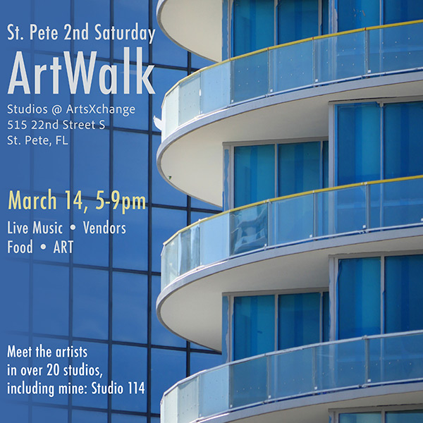 text, buildings, blue glass windows, artwalk st pete, 2026 march